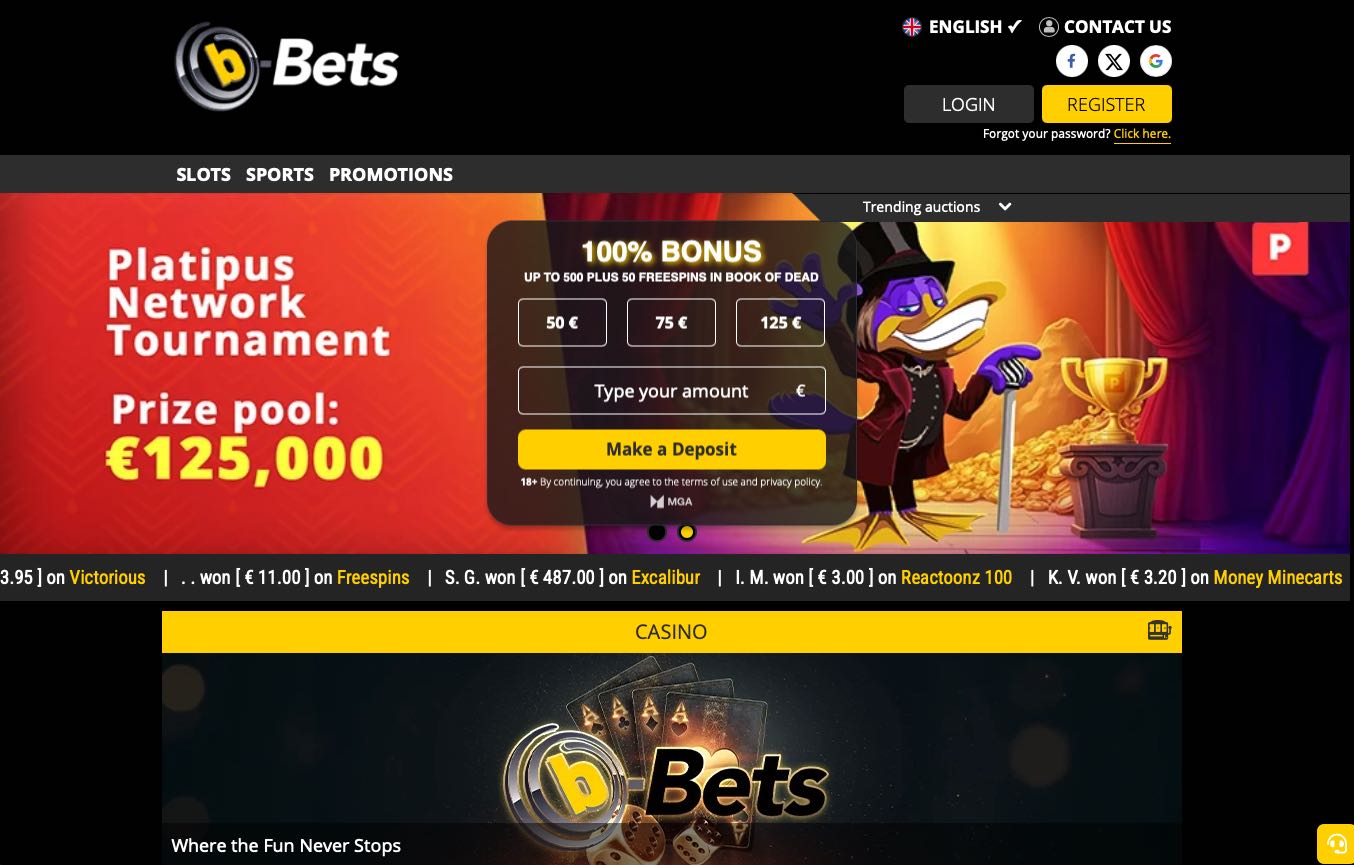 b-Bets Casino Homepage