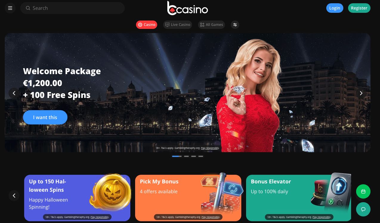 bCasino homepage