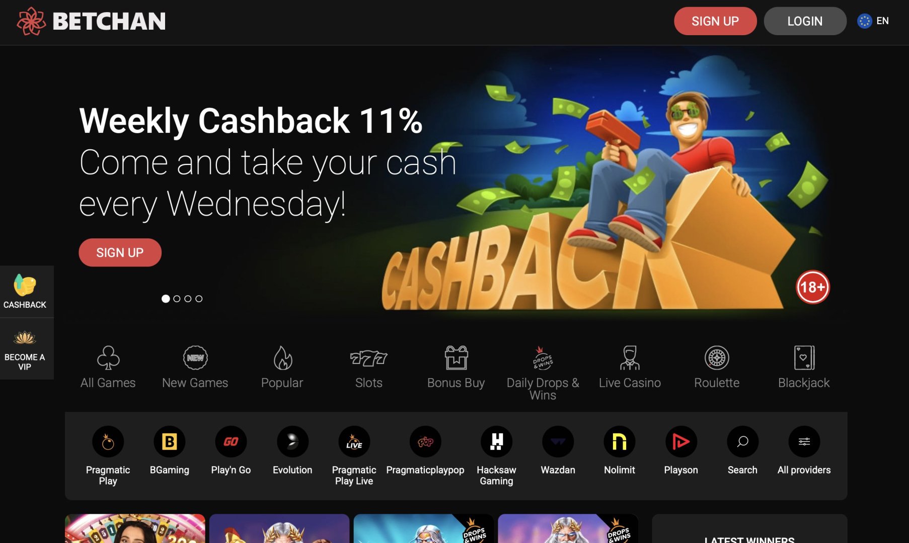 Betchan Casino Homepage