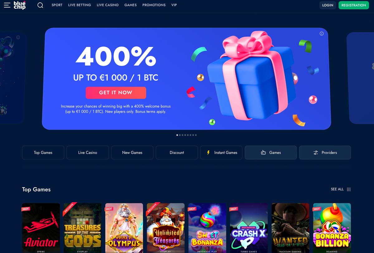 BlueChip Casino website