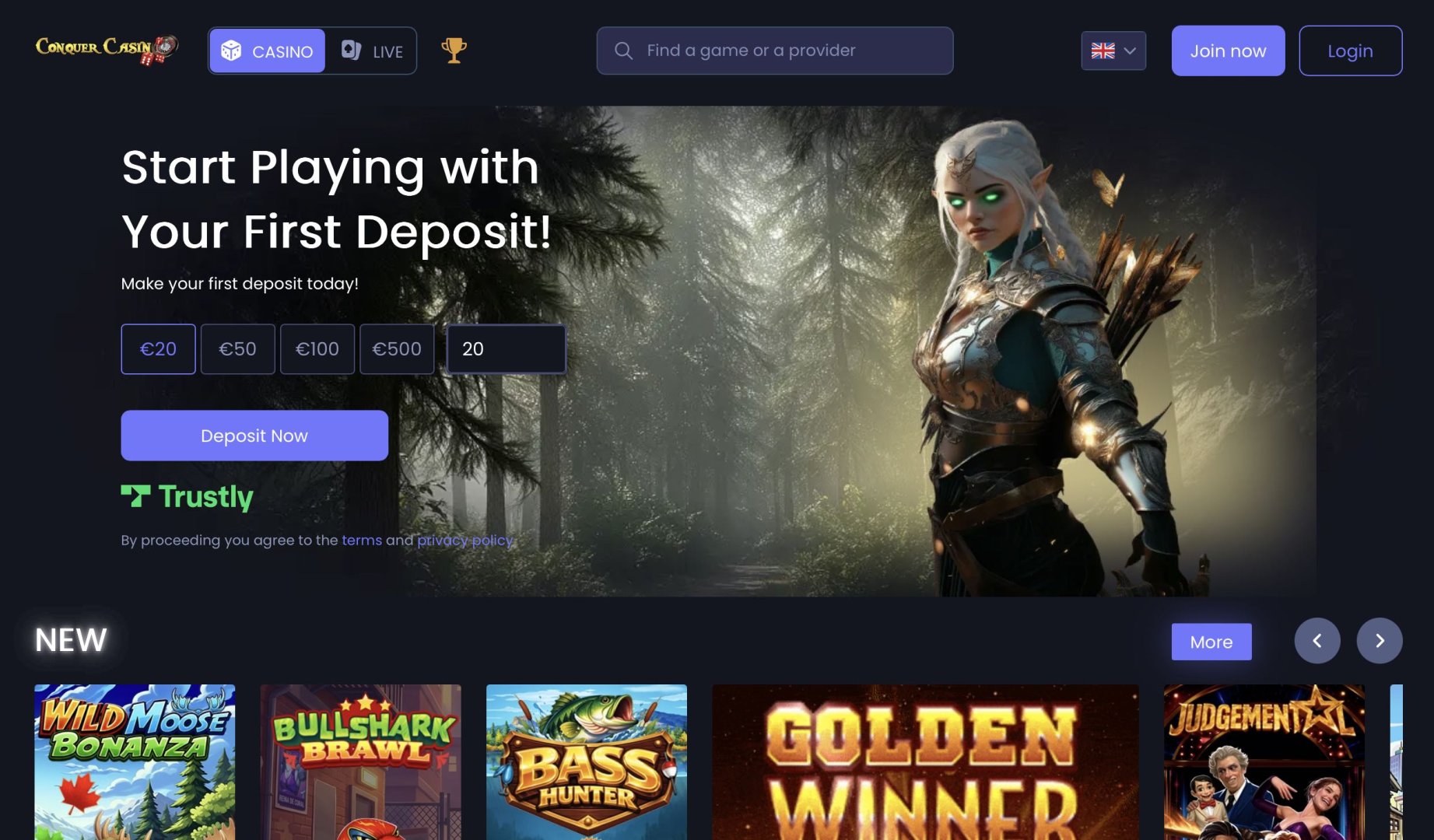 Conquer Casino Homepage