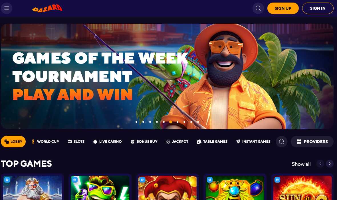 Dazard Casino Homepage