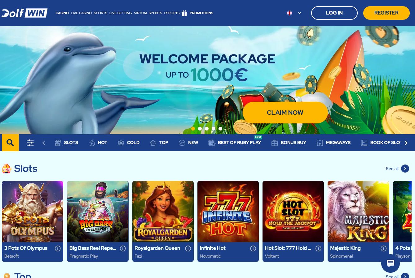 Dolfwin Casino Homepage