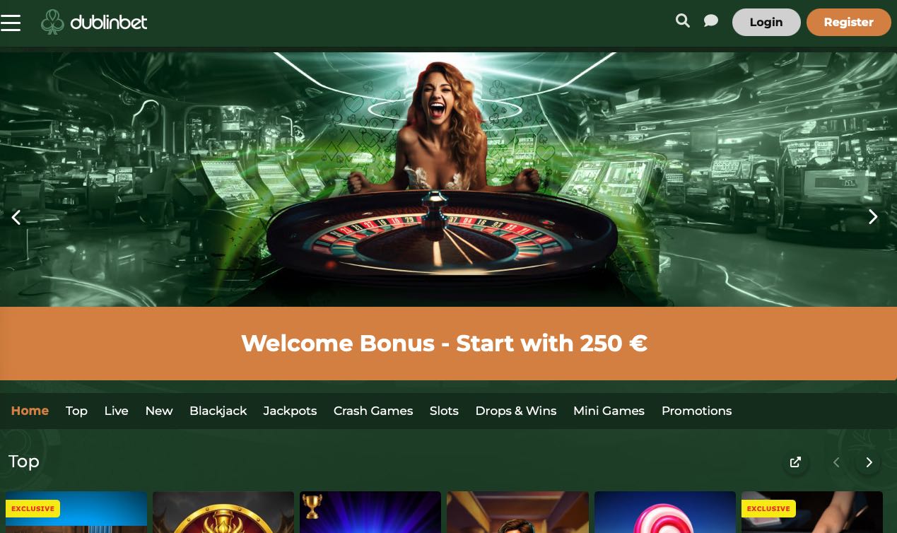 Dublinbet Casino Homepage