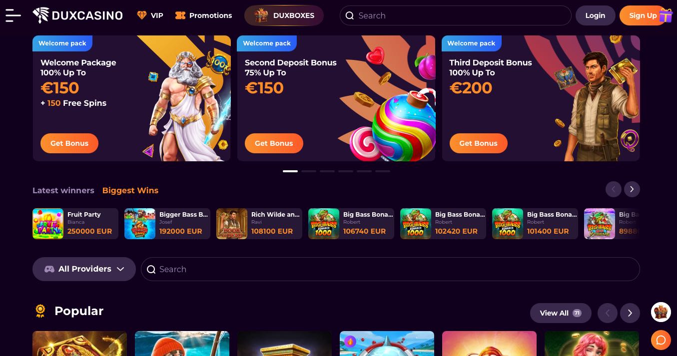 DuxCasino Homepage