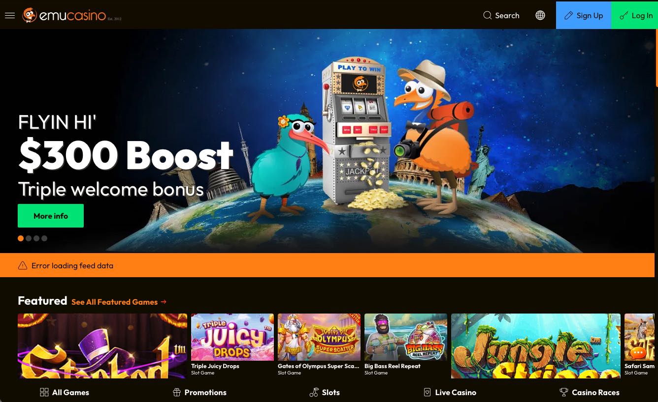 EmuCasino homepage