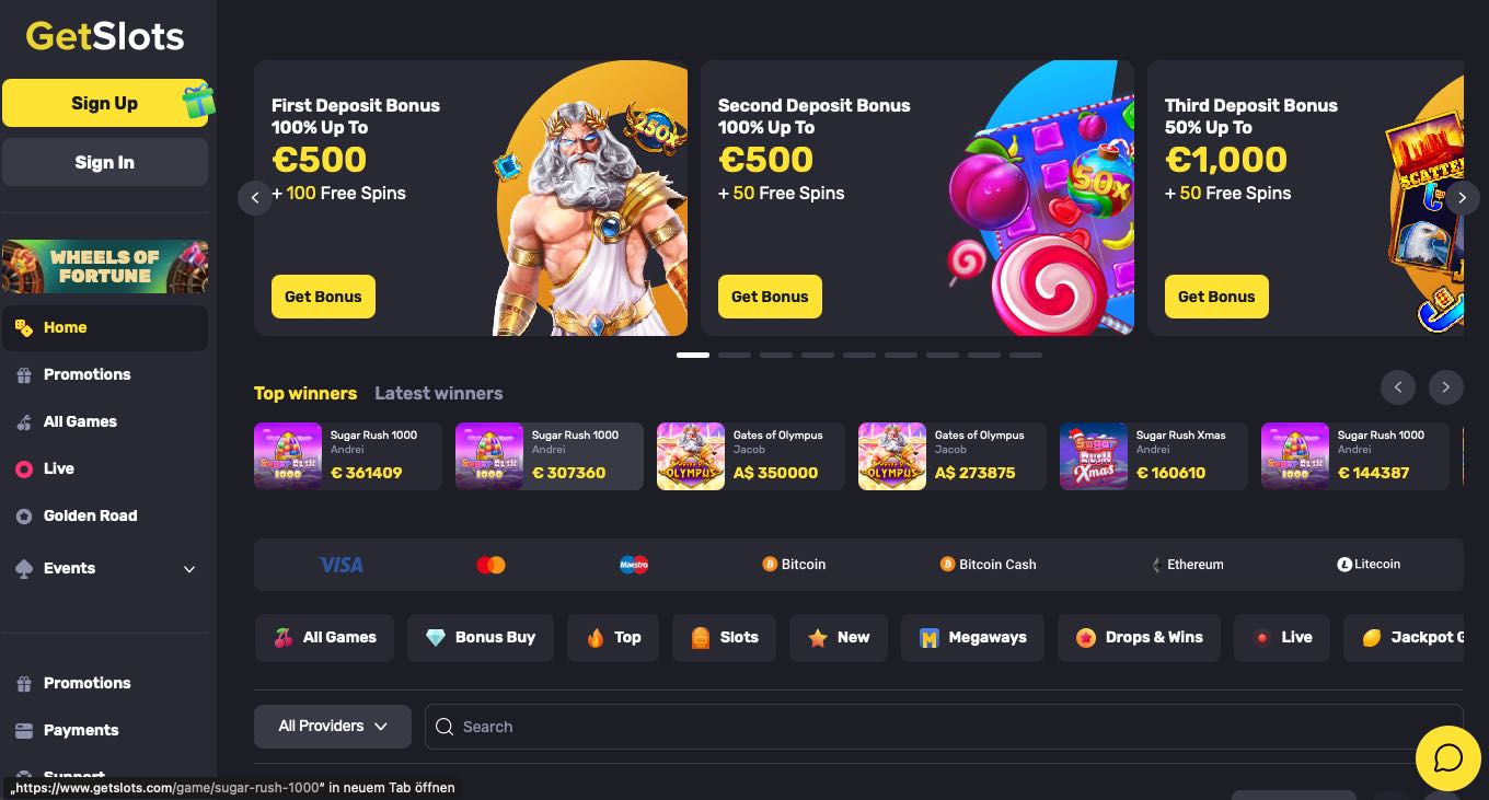 GetSlots Homepage