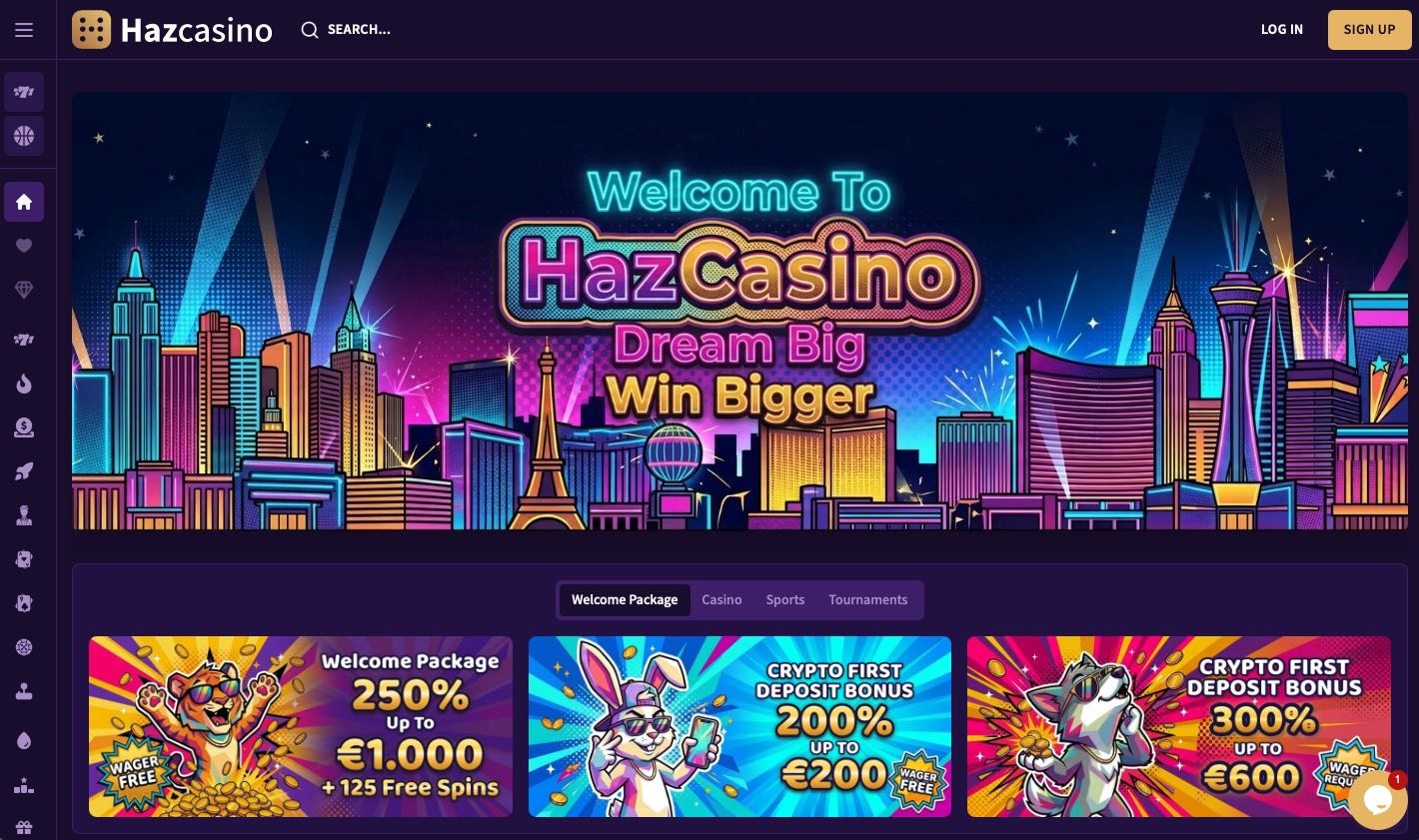 Haz Casino homepage