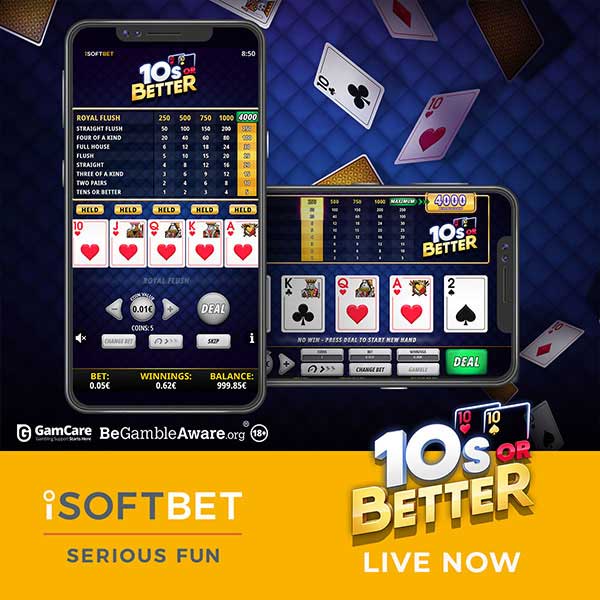 iSoftBet ups the ante in new video poker release Tens or Better™