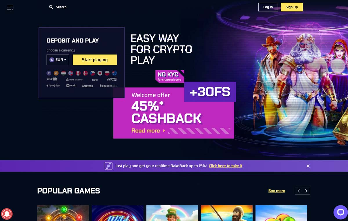 JustBit Casino Website