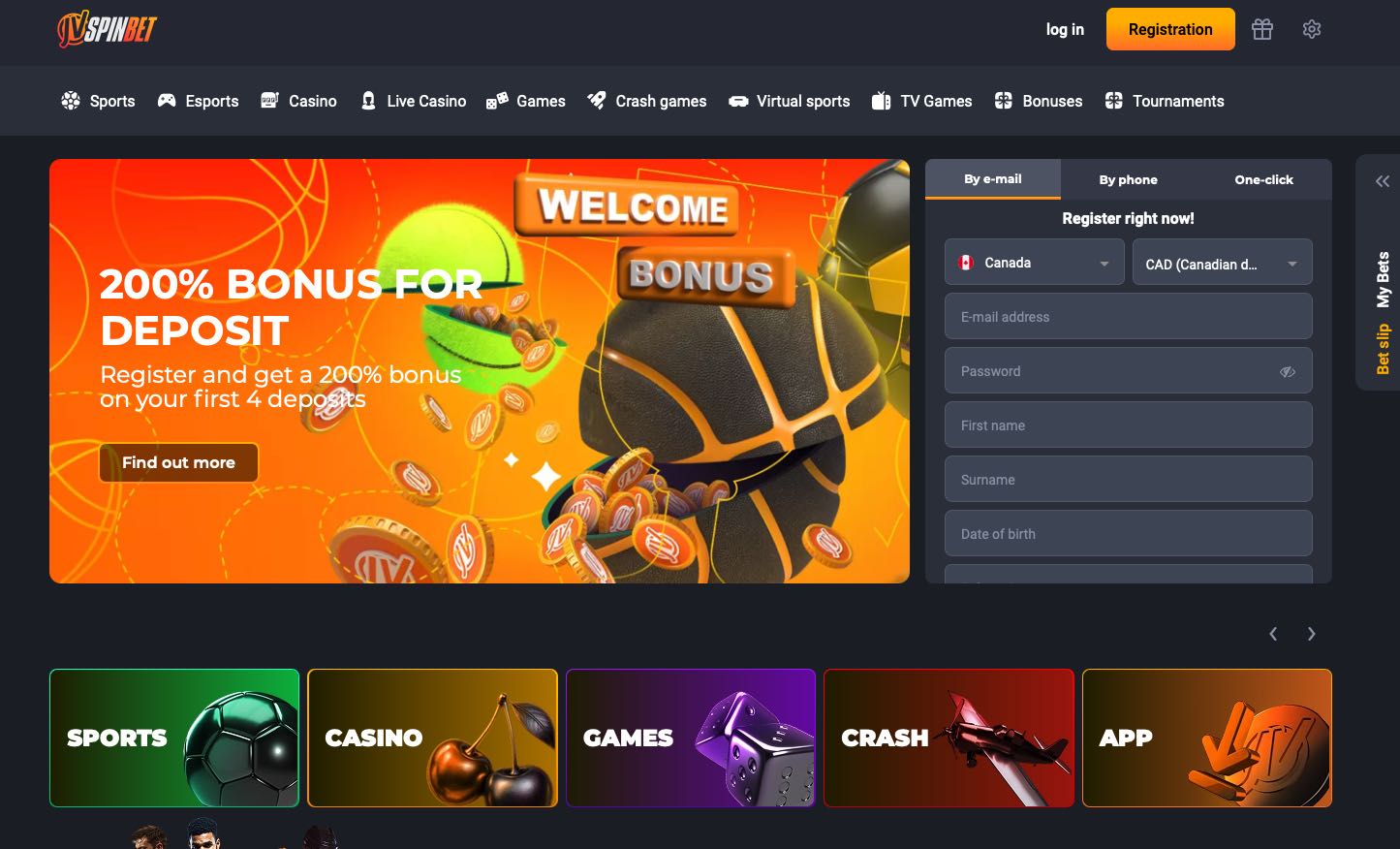 JVSpinbet Casino Homepage