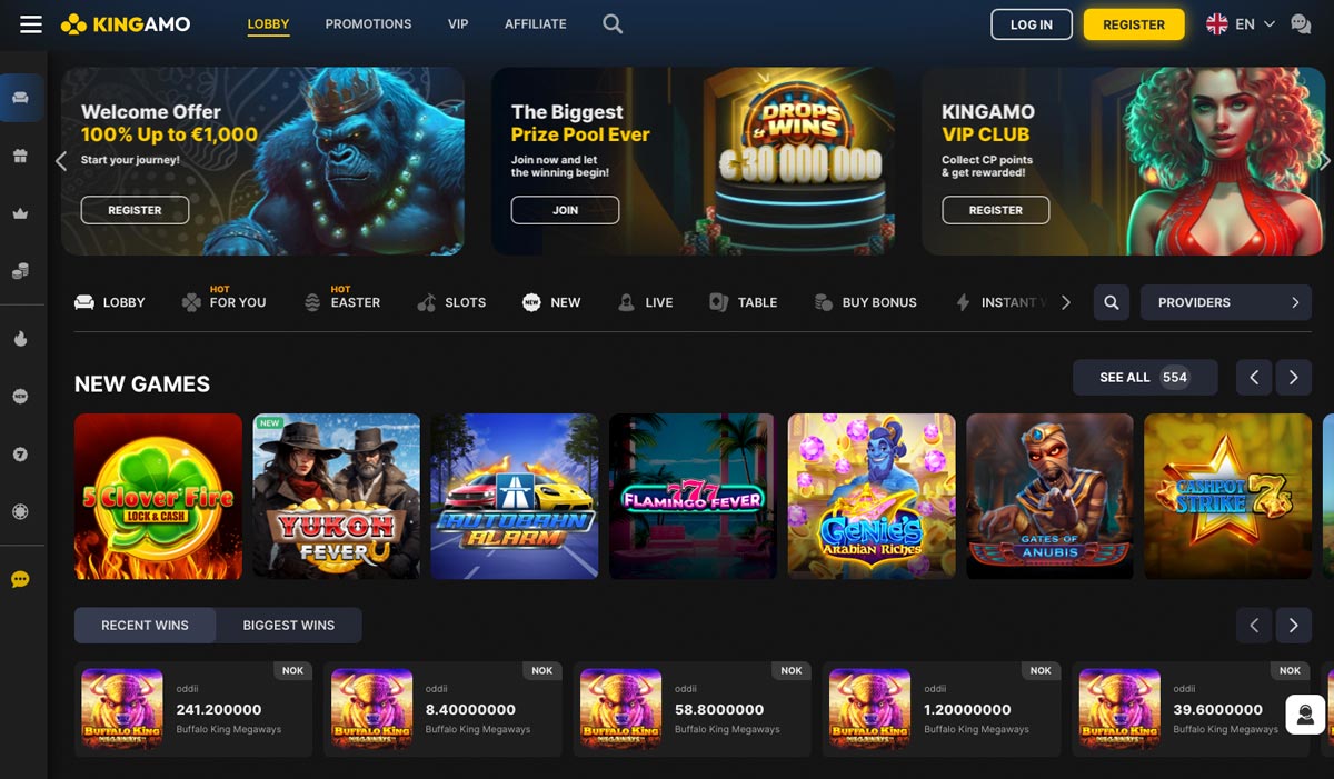 Kingamo Casino website