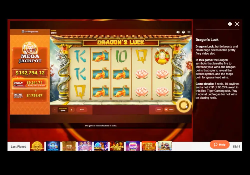 LeoVegas Casino's Dragon's Luck online slot