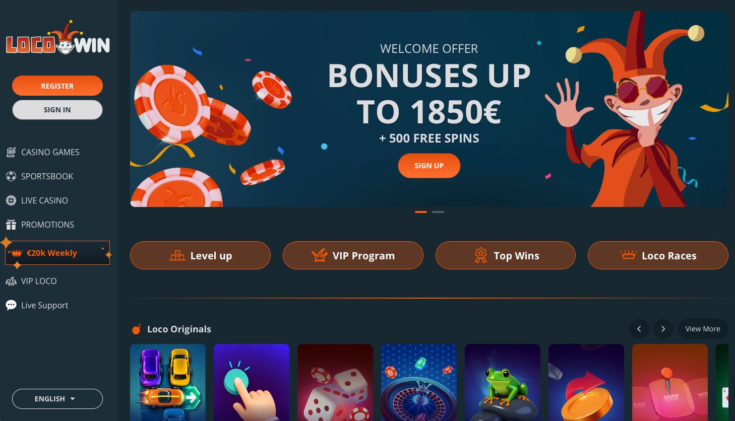 Locowin Casino homepage