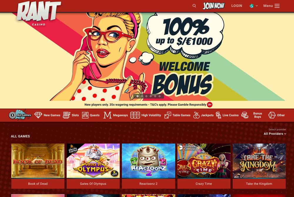 RANT Casino Website