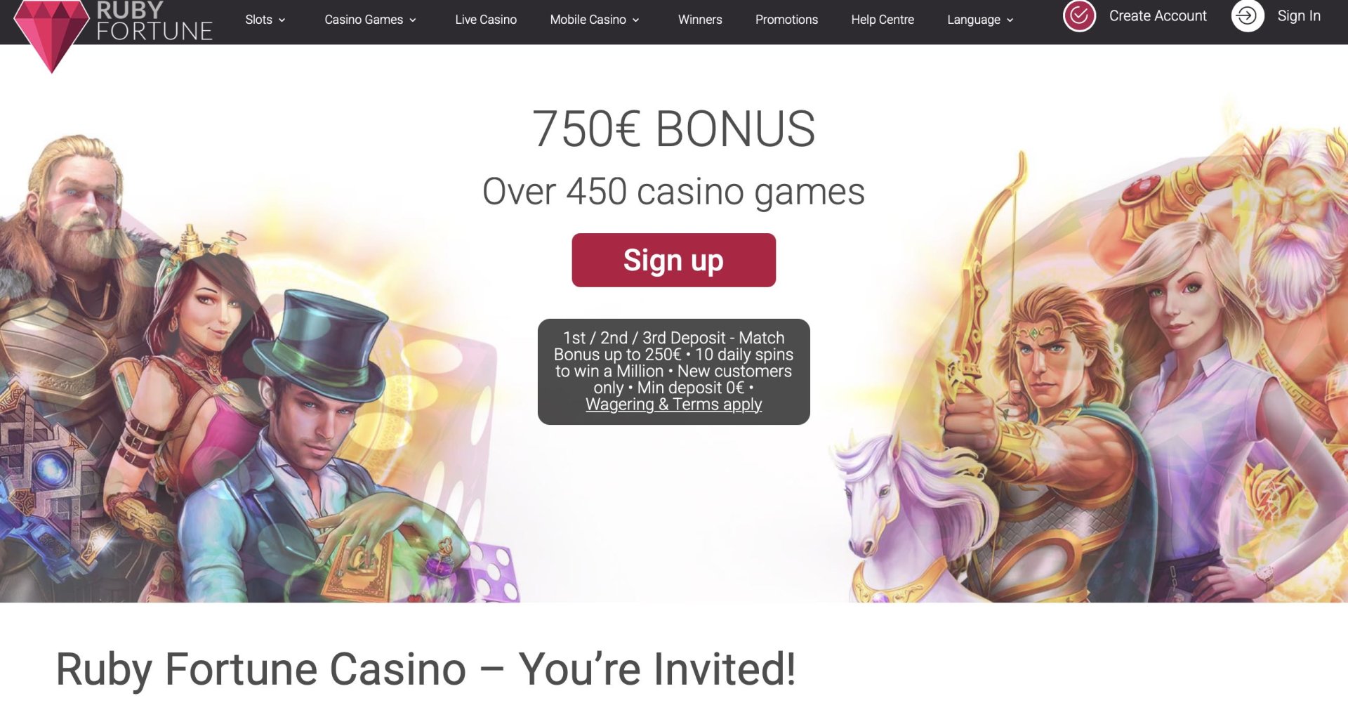 Ruby Fortune Casino homepage