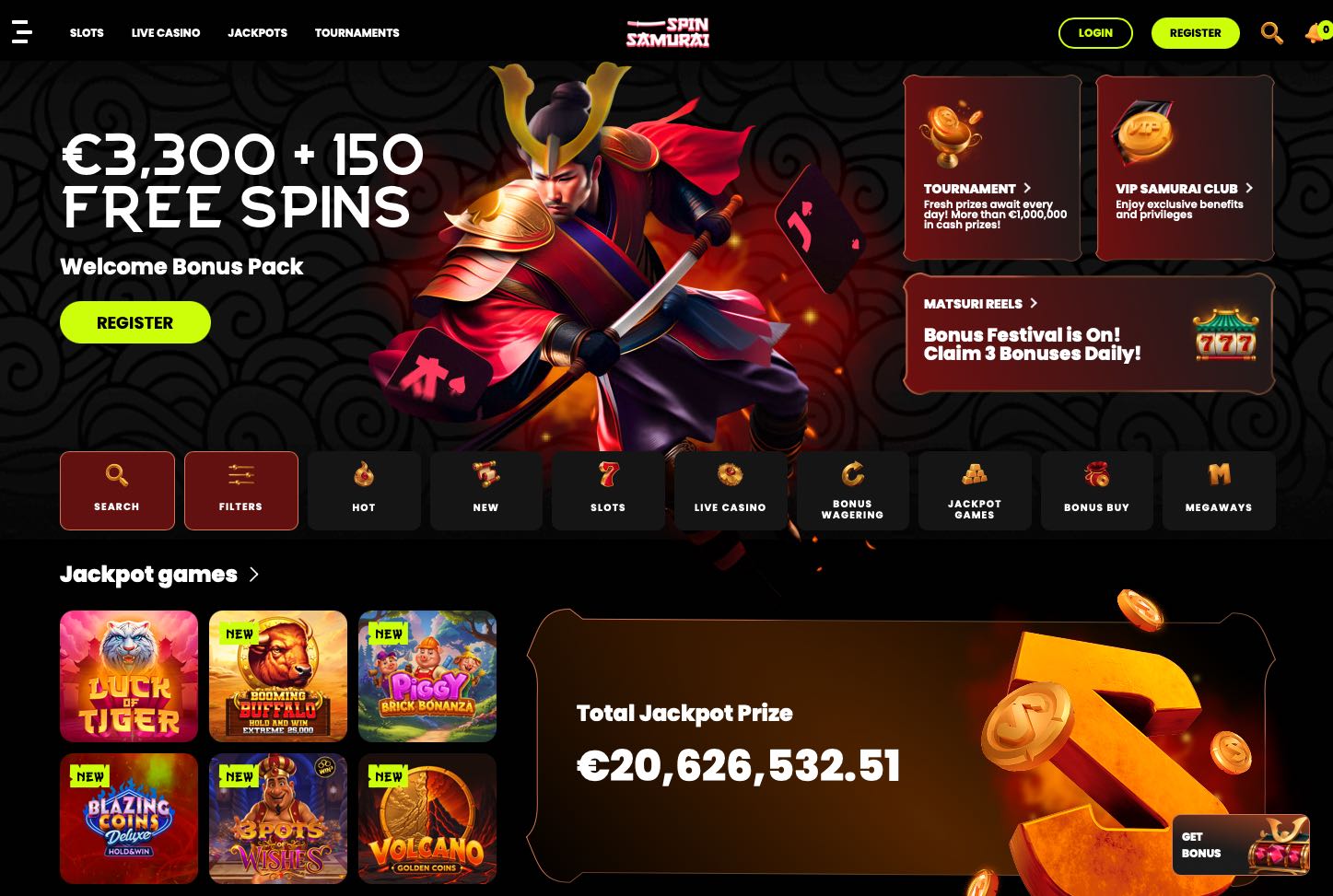 Spin Samurai Casino website