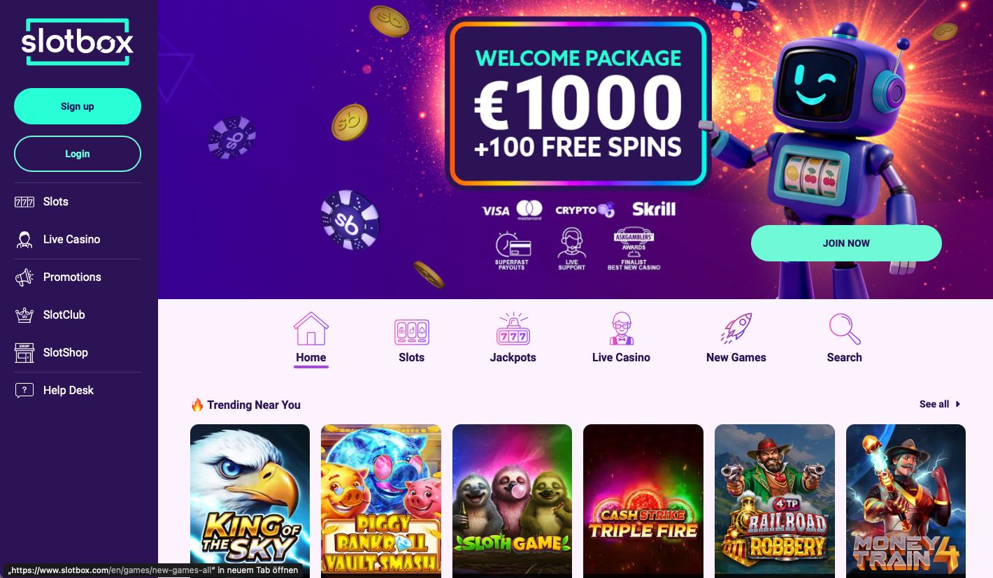 Slotbox Casino Homepage