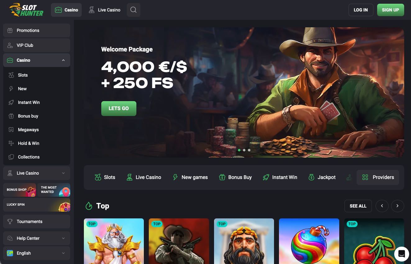 SlotHunter Casino Homepage