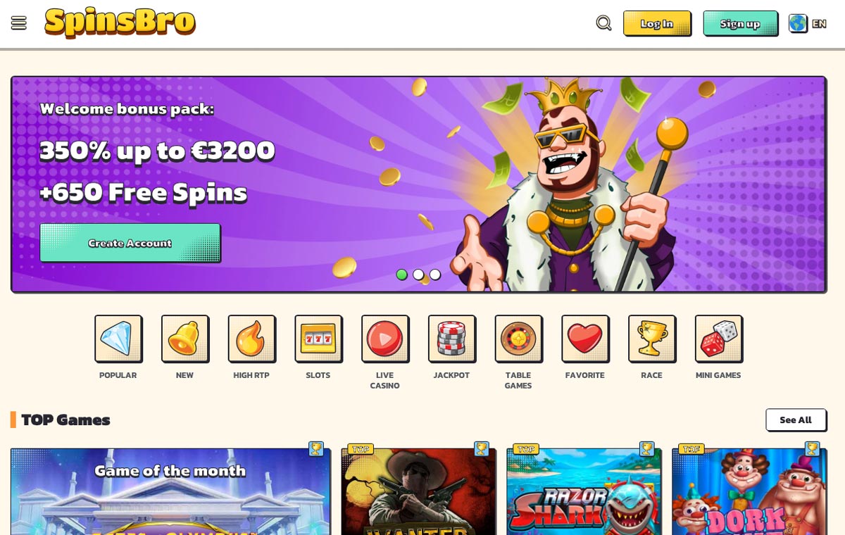 SpinsBro Casino website