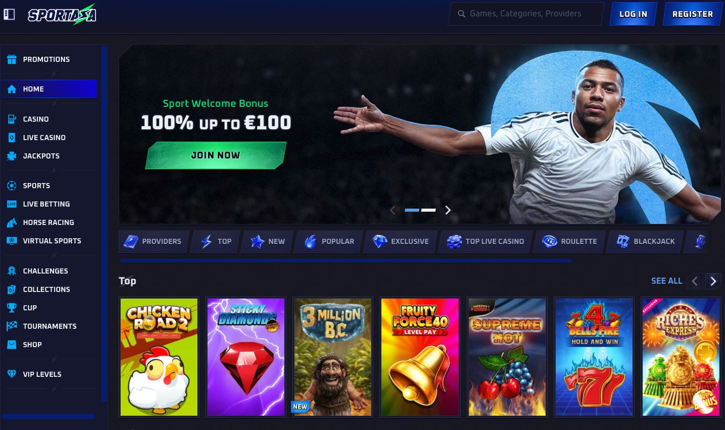 Sportaza Casino Homepage