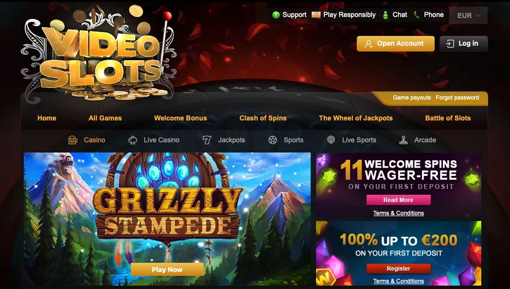 Videoslots Casino Homepage