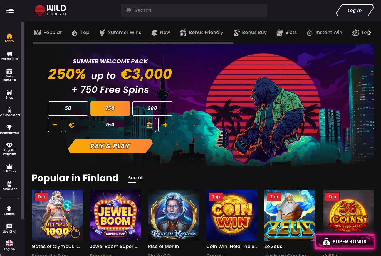 Wild Tokyo Casino Homepage
