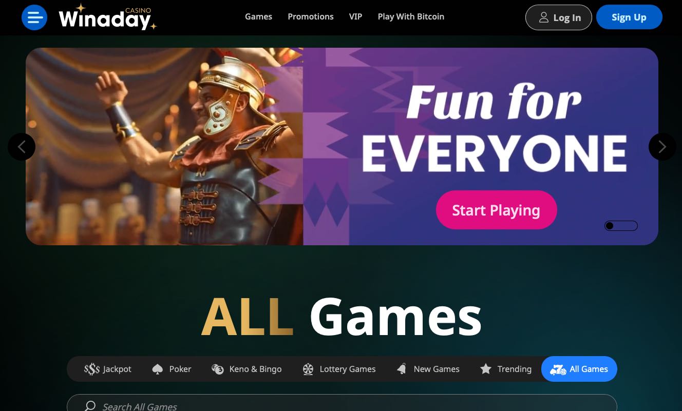Winaday Casino Homepage