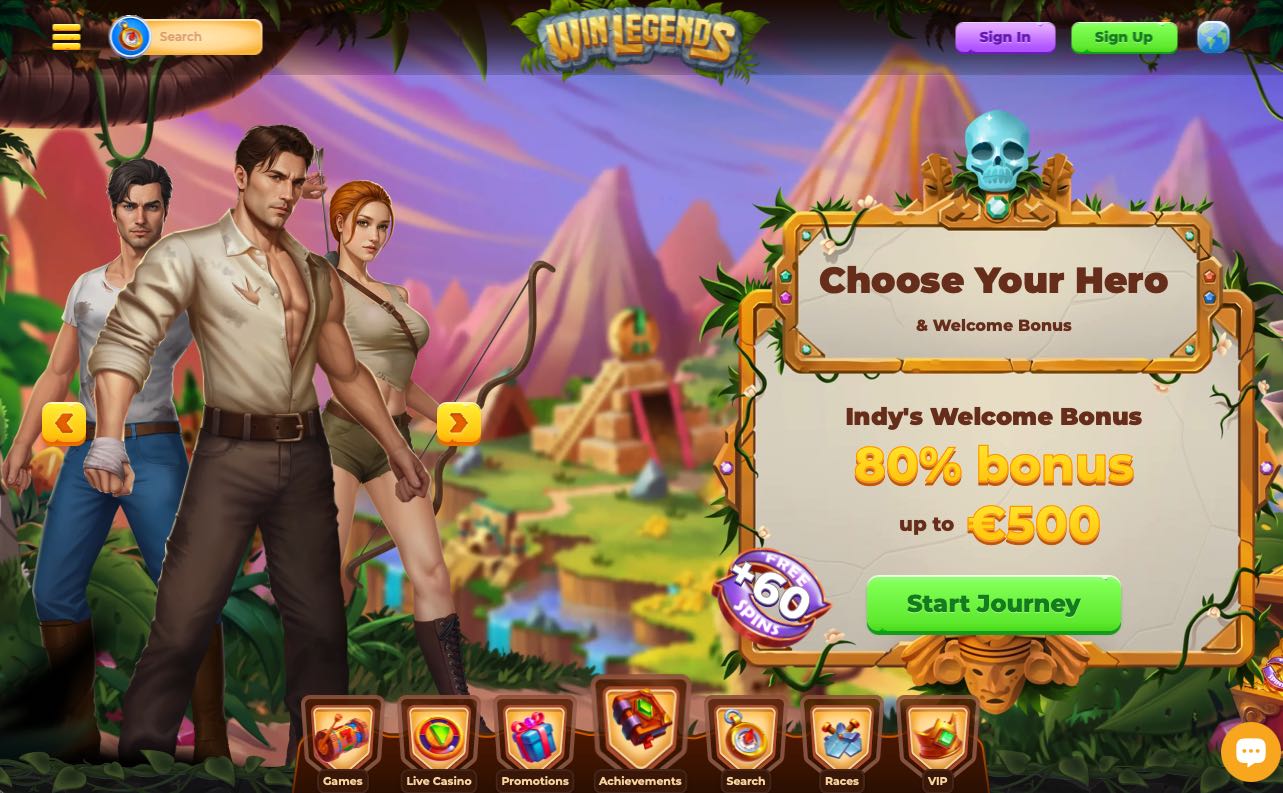 WinLegends Casino Homepage